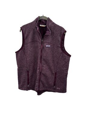 Orvis Marled Sweater Fleece Vest Womens XL Full-Zip Burgundy With Pockets